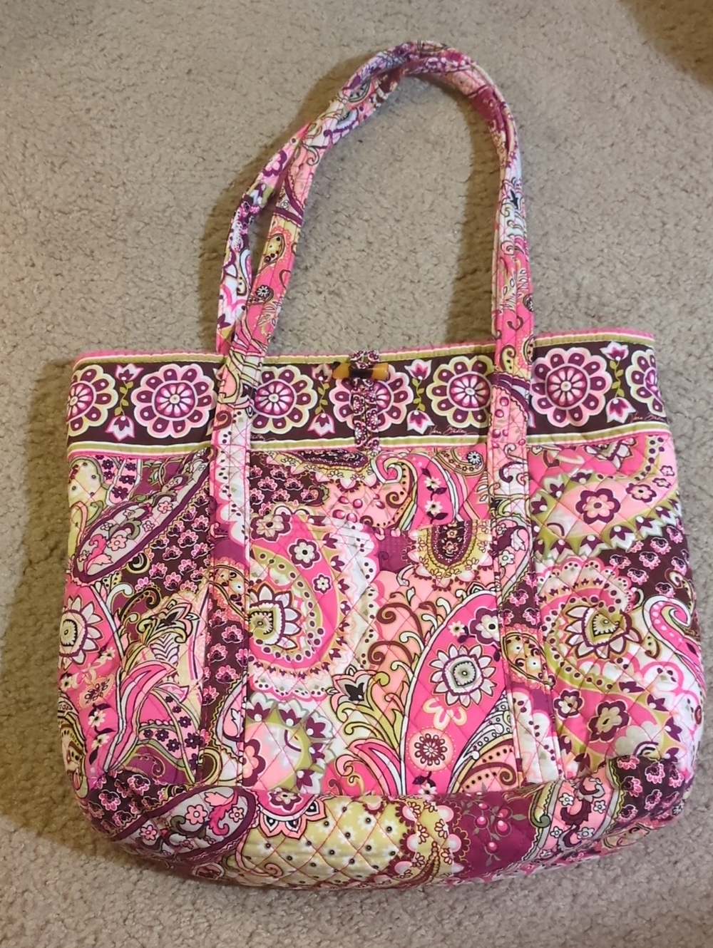 Quilted Pink Paisley Vera Bradley Tote Bag